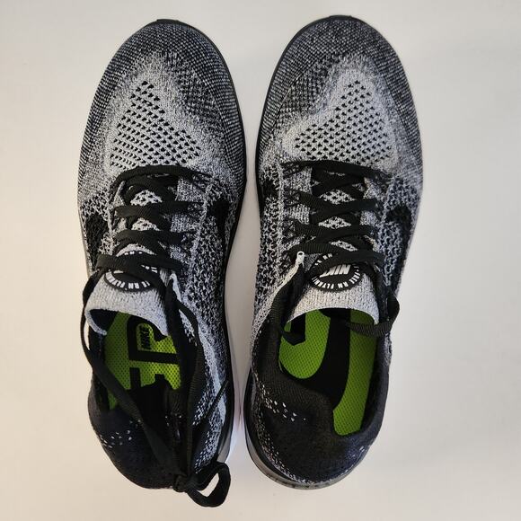 Nike Men\'s Free Run Flyknit 2018 Running Shoes, White White Black 101, 8 main image 7